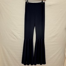 Boho Bell Bottoms Vintage Pants Blue Medium Elastic Waist Hippie Festival Flare