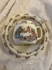 Vtg Royal Doulton Bunnykins English 3 Piece Child Dish Set Plate Bowl and cup