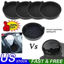 4-12Pack Silicone Car Cup Holder Coasters – Universal Non-Slip Cup Inserts Black