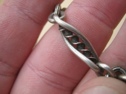 Antique Fancy Link Sterling Silver Albert Chain With Double Helix Design - Picture 4 of 6