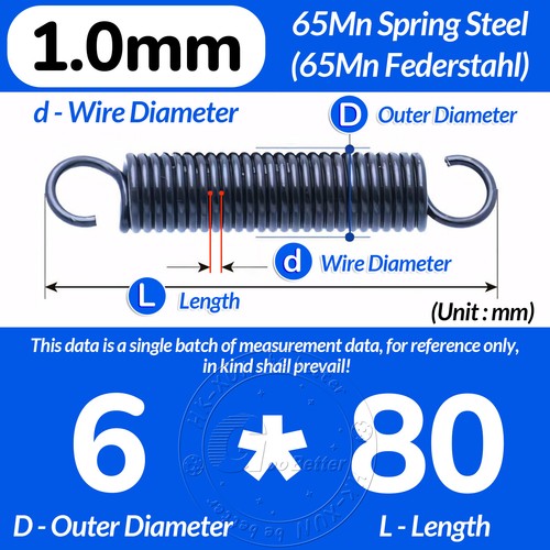 L=20-300mm Zugfeder mit Haken, Zugfedern Feder Federstahl, d=1,0mm, D=5-12mm - Picture 58 of 179