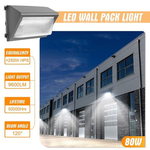 LED Wall Pack Light 80W 5000K Commercial Outdoor Security Area Lighting Fixture - Picture 7 of 10