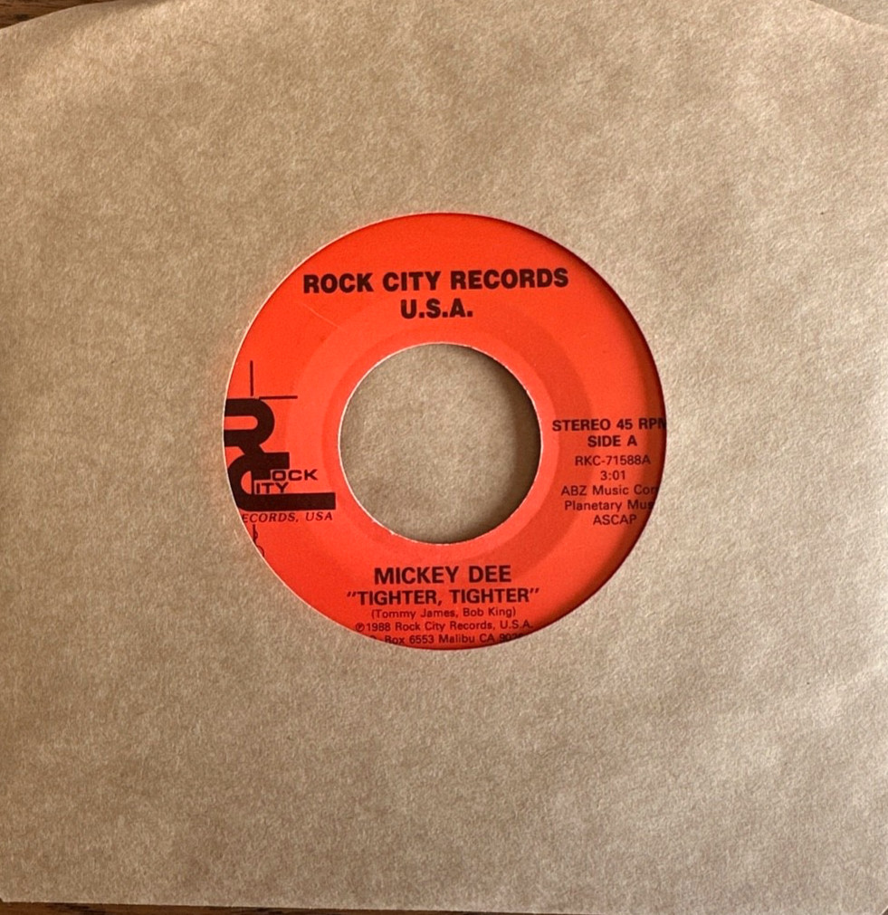 photo of 7in Mickey Dee - Tighter Me You- Aor Boogie Funk Rock California 1988
