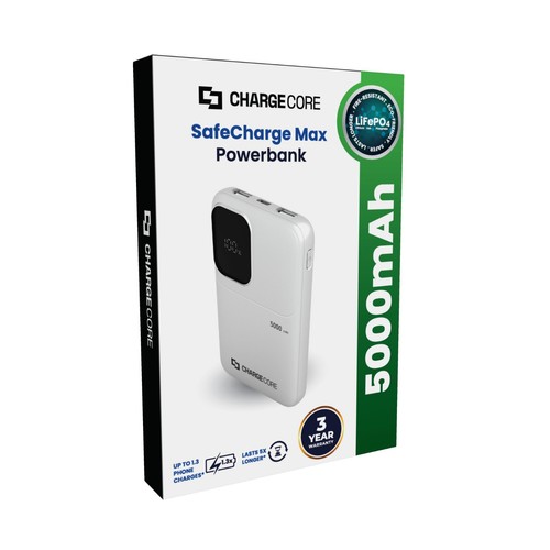 ChargeCore LiFePO4 5000mAh Powerbank White Safe Compact LED Display - 第 15/16 張圖片