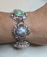 Vintage Sarah Coventry MultiColor Cabochon Link Bracelet 