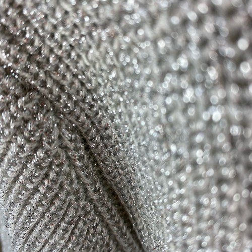 Vintage 80’s Metallic Silver Cardigan Sweater oversized Size M 1980's - Picture 9 of 9