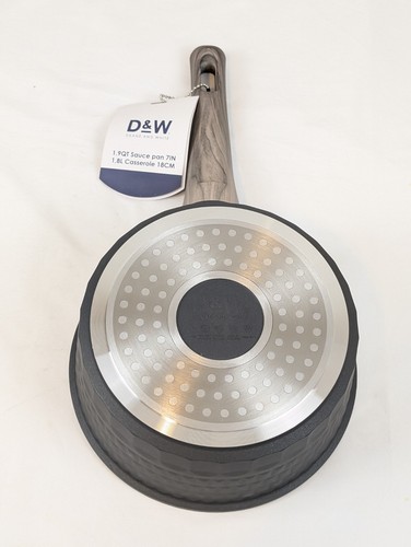 D&W Deane & White 7" Kochtopf 1,9 Quart mit Deckel schwarz mit braunem Griff belüfteter Deckel - Bild 9 von 9