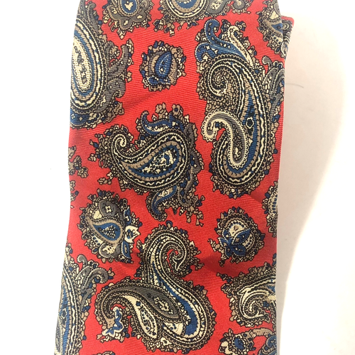 JSACO 100% Silk Tie Red Blue Gray Paisley Made in Italy Men's Necktie tie - Picture 2 of 6