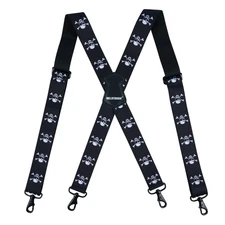 Men's Suspender 1.5/2 Inch Wide Suspenders Full Elastic X 1.5 inch 1.5 Skull