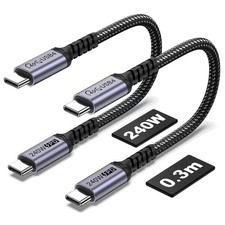 USB 4 Cable 1FT 40Gbps, 2 Packs, USB C to USB C 240W, 8K Video Monitor  5A F...