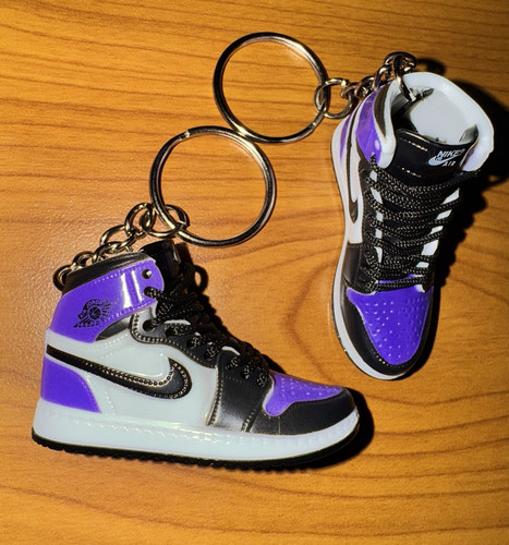 Mini Air Jordan 1 Retro High OG 'Court Purple' Sneaker Keychain Purple - Picture 1 of 5