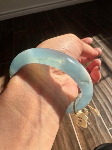 Natural Aquamarine Ice Bangle 50.5mm - Picture 4 of 6