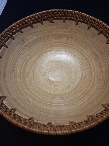VintageBamboo And Woven Reed 10.5 Inch Bowl Beautiful - Picture 2 of 8