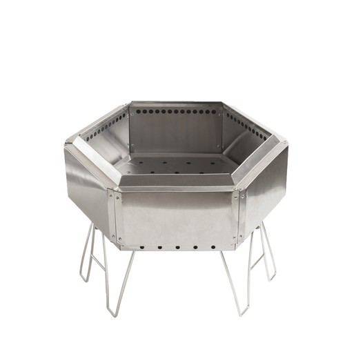 Fogata portátil de acero inoxidable de 15", hexágono sin humo hoguera leña - Imagen 7 de 7