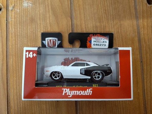 1971 PLYMOUTH CUDA 440 M2 MACHINES GROUND POUNDERS WHITE / BLACK NEW - Picture 1 of 4