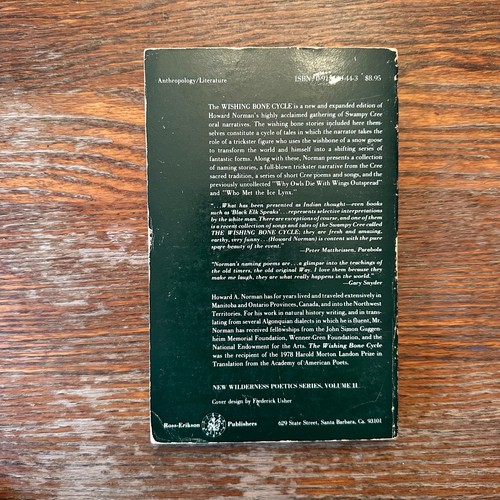 The Wishing Bone Cycle Cree Indian Poems by Howard Norman 1982 Paperback GOOD - Bild 7 von 8