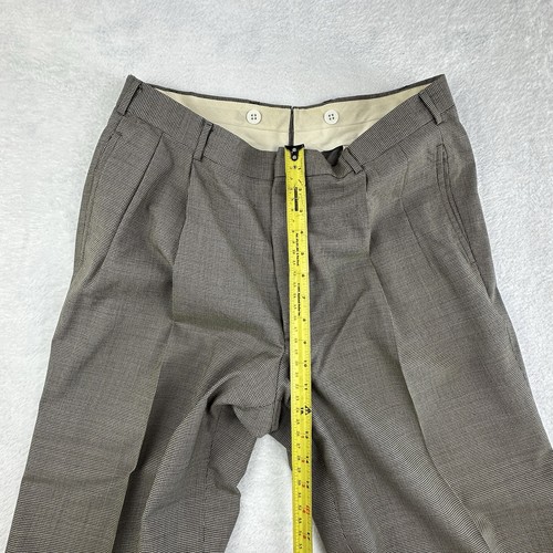 Brooks Brothers Suit 40S Pants 34x27 Brown Houndstooth Wool Pleated Vintage USA - Picture 12 of 24