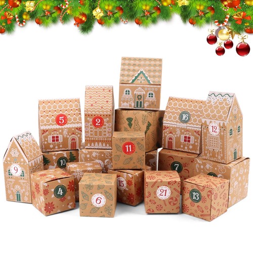 24 Stück Weihnachten Adventskalender Boxen, Weihnachten Karton DIY Leer Kalender... - Bild 1 von 7