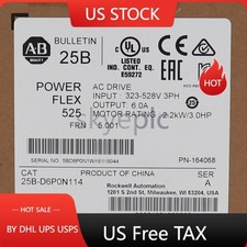 2022 AB 25B-D6P0N114 Powerflex 525 /A PLC AC Drive 2.2kW 3HP 480V AC 25BD6P0N114