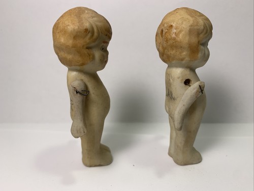 Antique Bisque Jointed Arms Made in Japan 3” Girl Frozen Charlotte Doll (2) - Picture 4 of 7