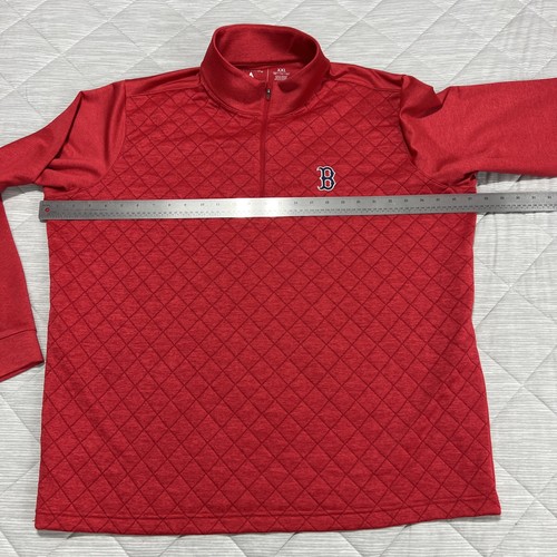 Boston Red Sox Sweatshirt Mens 2XL XXL Red Quilted Antigua Quarter Zip MLB EUC - Picture 5 of 18