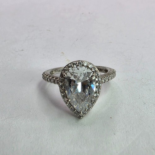 925 Sterling Silver Kiera Ring Teardrop CZ Engagement Size 6.75 Dainty Elegant - Picture 2 of 11