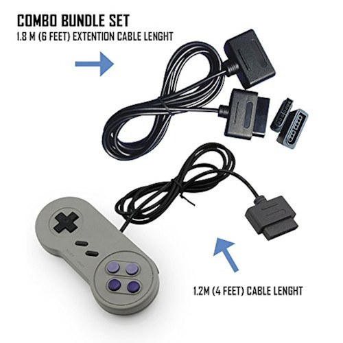 Super NES Controller With 6 Feet Extension For Super Nintendo SNES - Picture 2 of 3