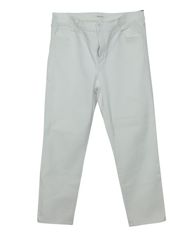 J Brand Ruby High Rise Crop Jeans in White Cotton