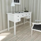Writing Desk White MDF & Pinewood 109.5x45x77.5 cm 5-Drawer HomeOffice StudyUse