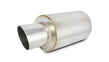 Vibrant TPV Turbo Round Muffler (17in Long) with 4in Round Tip Angle Cut - 3in