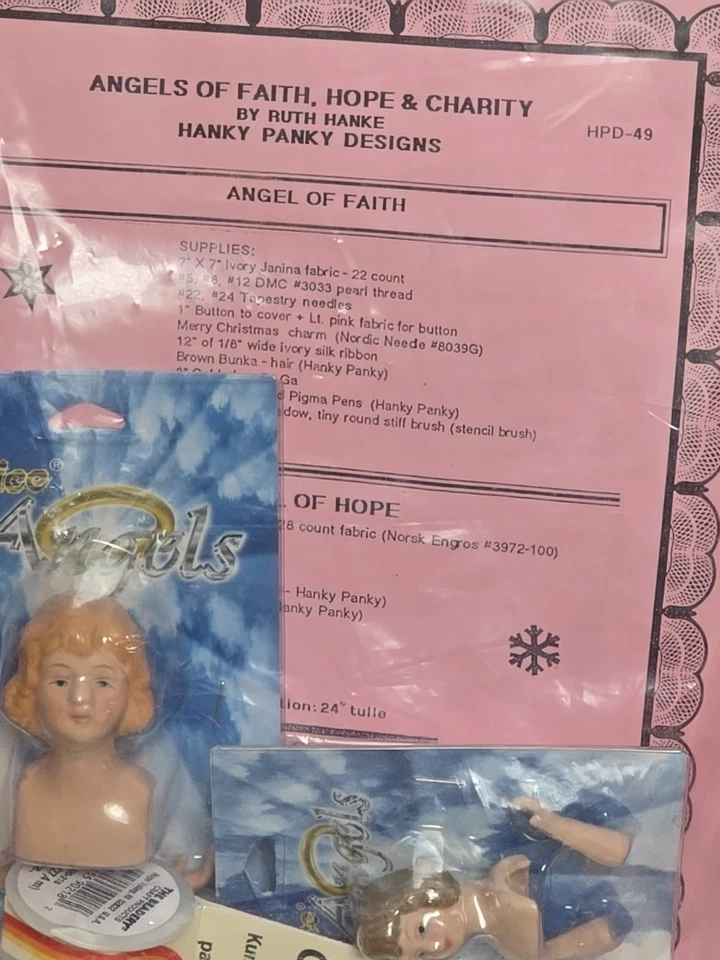 Hardanger Ángeles de Fe Esperanza y Caridad Patrón Hanky Panky Designs HPD-49 Foto 3 de 4