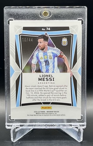 2024-25 Obsidian Lionel Messi Grabado Eléctrico Rojo Pulsar 10/44 Jersey Número Coincidencia - Imagen 2 de 2