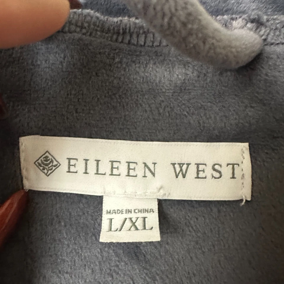 Bata Eileen West Cremallera Completa Longline Loungewear Mujer Talla L/XL Gris Terciopelo Felpa Foto 4 de 4