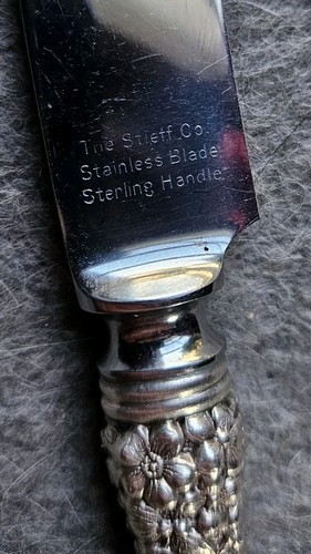 925 Sterling Silver & Steel Antique The Stieff Co. Rose Knife - Picture 3 of 4