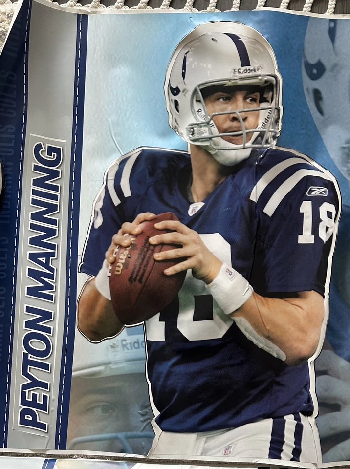 Peyton Manning Fathead NFL 印第安纳波利斯小马队真人大小墙面贴花足球复古 — 第 3/4 张图片