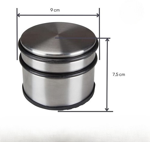 2x Türstopper Edelstahl 9x7,5cm mit Gummiring & Anti-Rutsch-Boden, modern robust - Picture 2 of 4