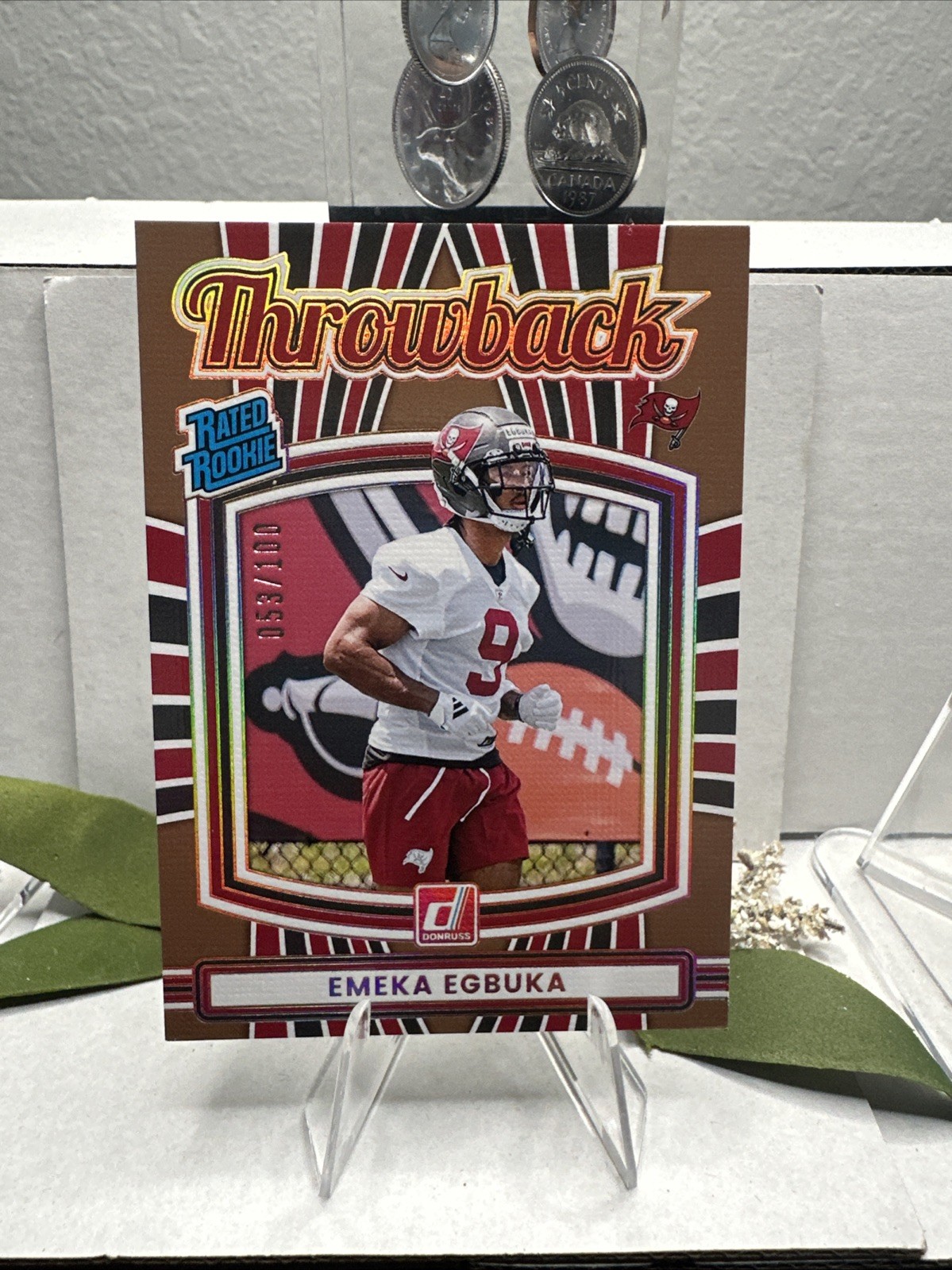 Emeka Egbuka /100 Studio Series Rated Rookie Throwback 2025 Donruss Buccaneers