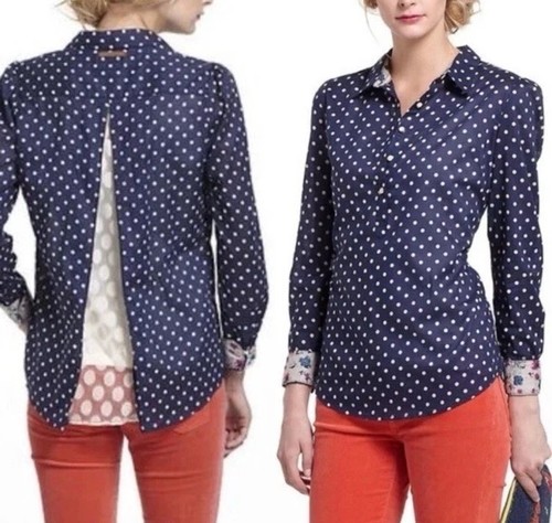 Blusa Mujer Birds of Paradis POR TROVATA Azul Lunares/Encaje L/S Talla M - Imagen 9 de 9