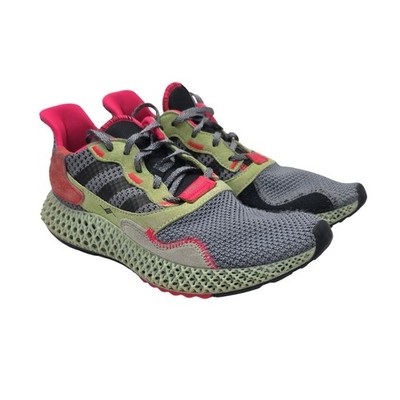 Adidas ZX 4000 4D Mens 8.5 Grey Solar Red Bright Cyan Sneakers BD7927