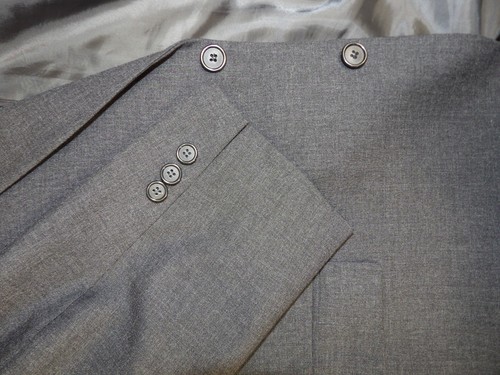 Traje Adolfo Hombre Traje 48s 44W X 26 Gris Oscuro 100% Lana T-#201 - Imagen 6 de 9