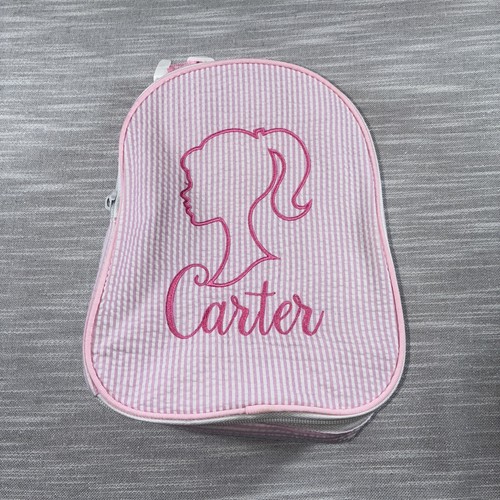 Carter Oh Mint Searsucker Barbie silhouette Carter Embroidered lunchbox EUC - Picture 2 of 7
