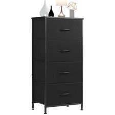 4 Drawer Fabric Dresser for Bedroom, Tall Chest of Drawer Black