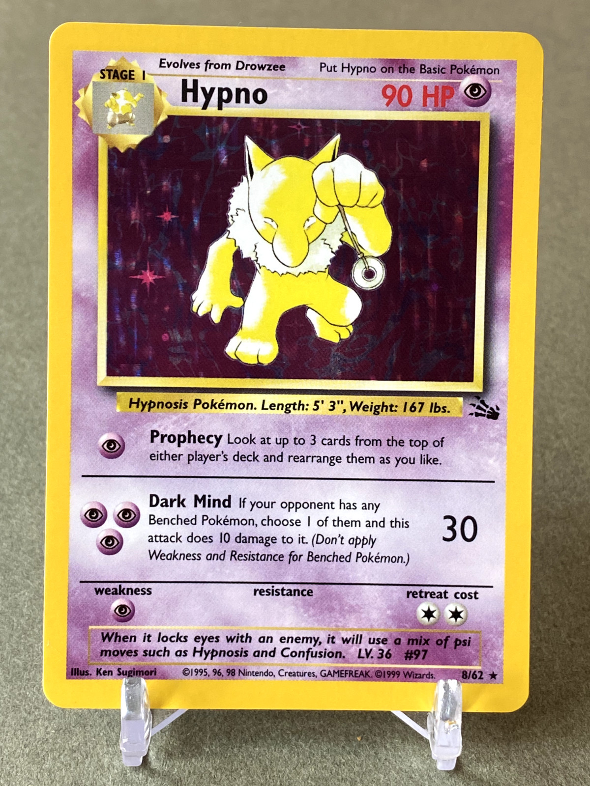 Pokemon Hypno 8/62 Fossil Holo Rare NM