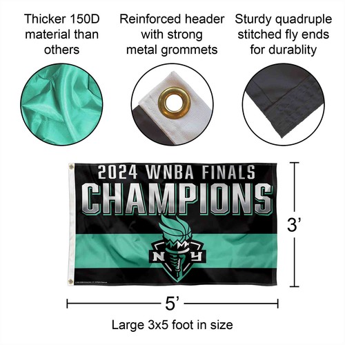 New York Liberty 2024 Finals Champions Banner Flag - Picture 2 of 6