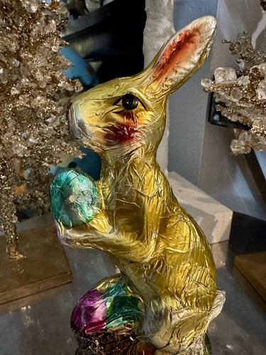 RACHEL ZOE OSTERN KUNSTFOLIE GOLD SCHOKOLADE HASE HASE FIGUR DEKOR 11,75" - Bild 6 von 7