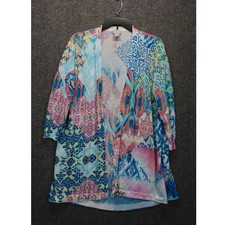 Chico's 2 Cardigan Ikat Print Knit Open Front Cotton Blen Artsy
