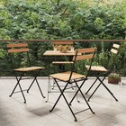 Folding Bistro Chairs Teak 39x45x79 cm Solid Teak & Powder-Coated Steel Outdoor