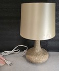 Night Bed Stand Side Table Light Lamp. Crackled Cracked Mosaic Glass Tan Brown
