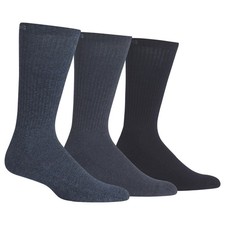 Chaps Men's Solid Mock Rib Crew Poly Cotton Blend Socks 3  6 Pairs 6-12