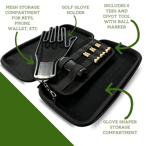Golf Glove Holder Case and Shaper - PU Leather Golf Accessories Compartment, ... - Picture 5 of 8